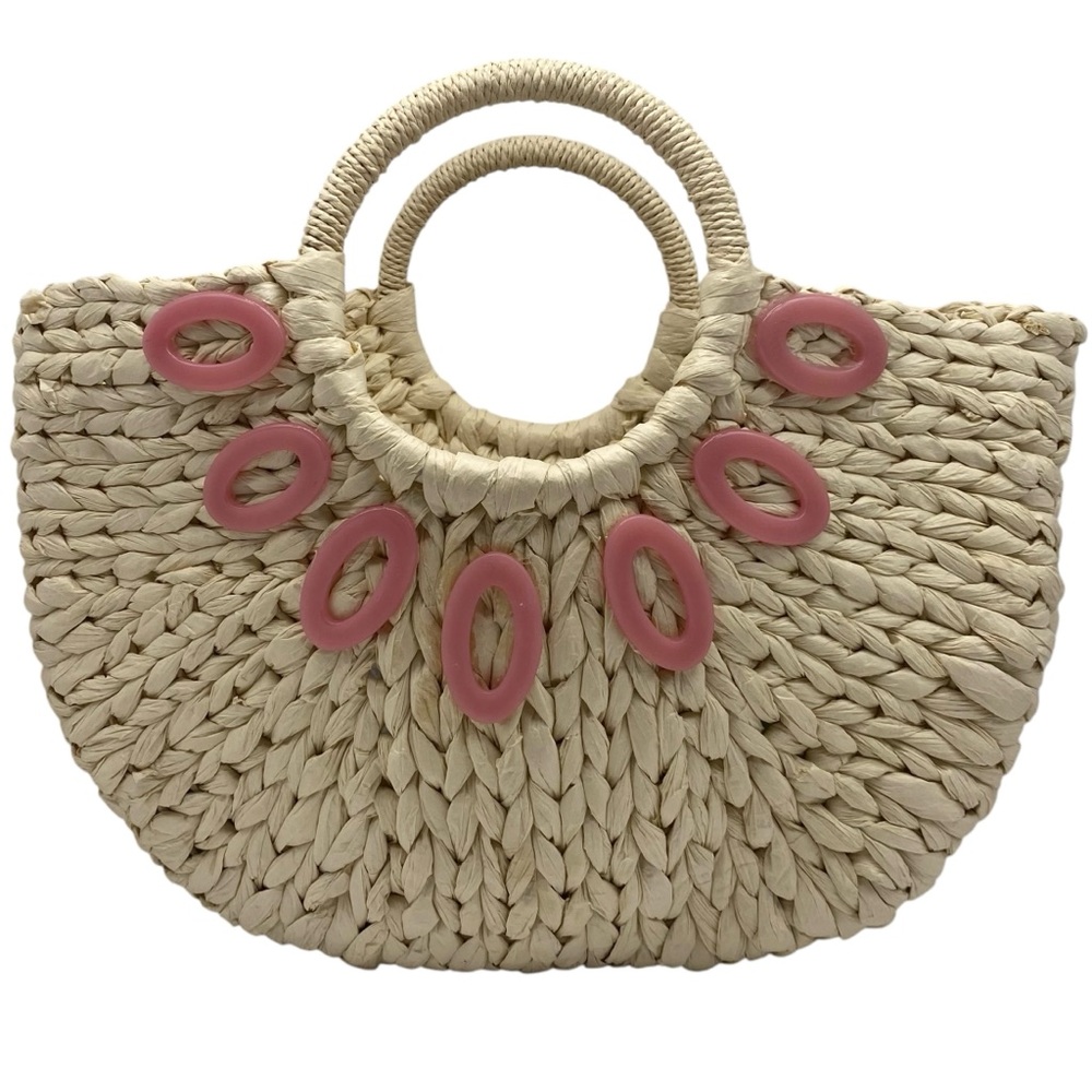 BTB Beyond The Beach Camille Straw Tote Bag Large Coastal Summer Casual Chic